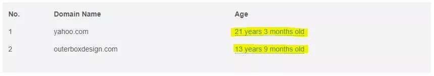 Domain name age checker tool